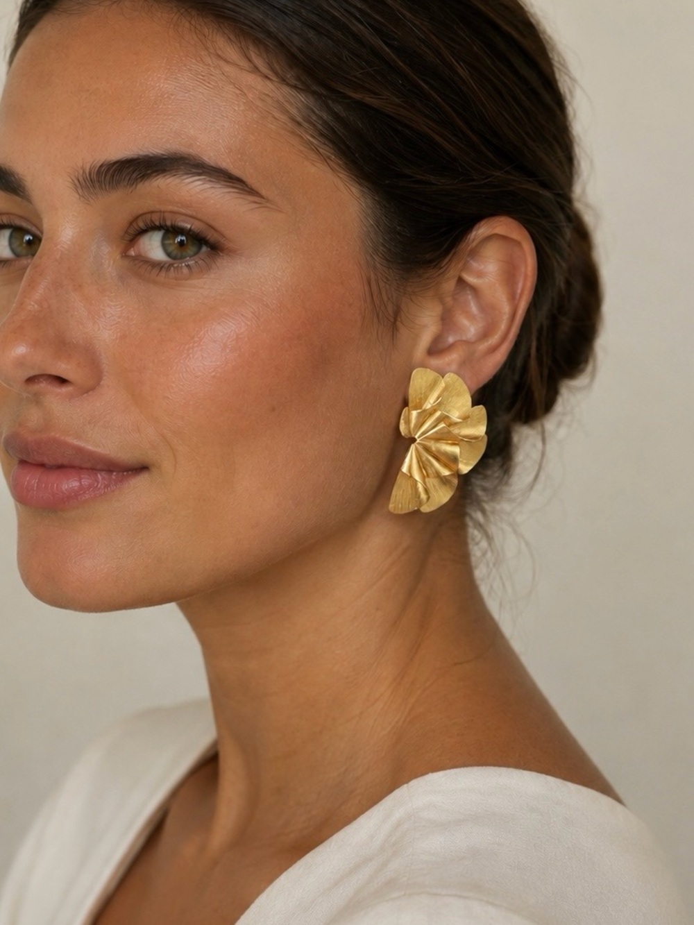 Zara Gold Sculpted Petal Earrings